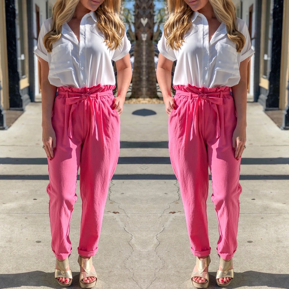 Pink Paper Bag Pants